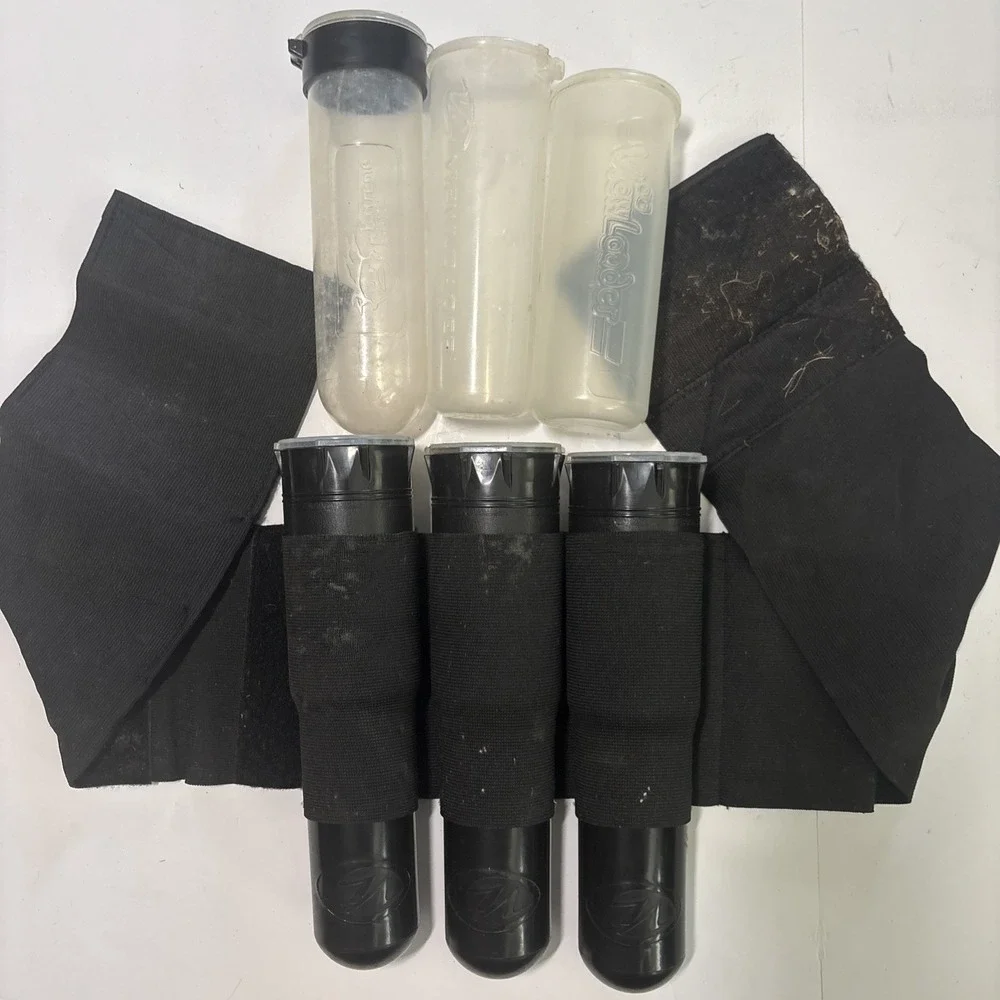 4-Pod Adjustable Vertical Paintball Pod Harness Belt Black With 6 Pods